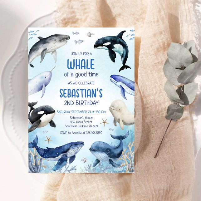 Invitación Cumpleaños de ballena tema océano bajo el mar (Subido por el creador)
