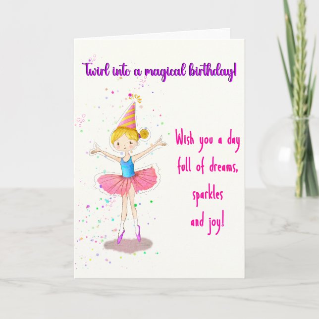 Invitación Cumpleaños de Ballerina para un chica especial (Anverso)