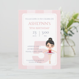 Invitación Cumpleaños de Ballerina Rosa Elegada Personalizada