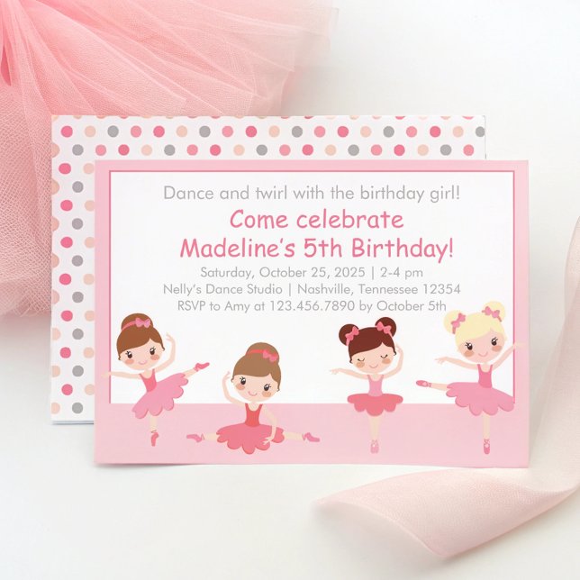 Invitación Cumpleaños de Ballerinas Dancing (Subido por el creador)