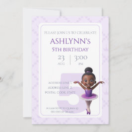 Invitación Cumpleaños de Ballet Bailarina Morada Personalizad