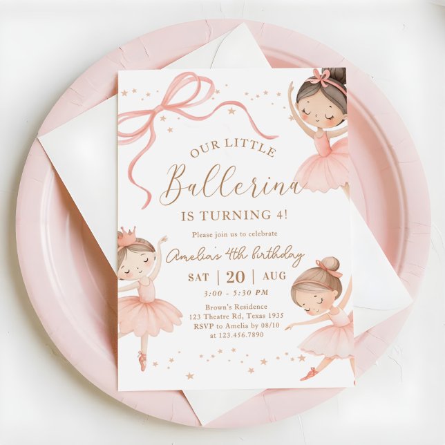 Invitación Cumpleaños de ballet de nuestra pequeña bailarina  (Subido por el creador)