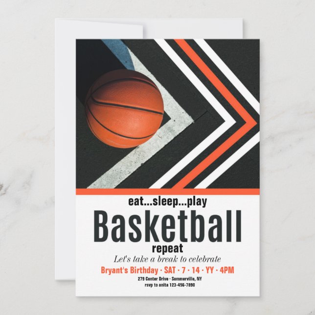 Invitación Cumpleaños de Baloncesto (Anverso)