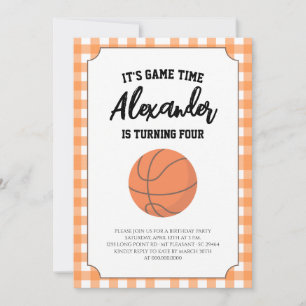Invitación Cumpleaños de Baloncesto de Cuadros