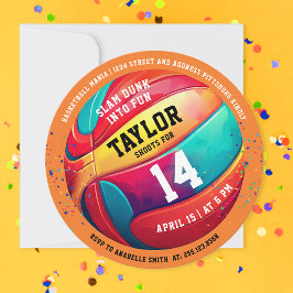 Invitación Cumpleaños de Baloncesto Deportivo Genial y Colori