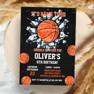 Invitación Cumpleaños de Baloncesto Es Hora de Jugar Deportes