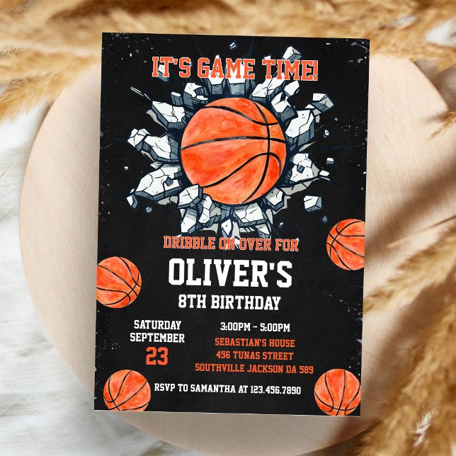 Invitación Cumpleaños de Baloncesto Es Hora de Jugar Deportes (Subido por el creador)