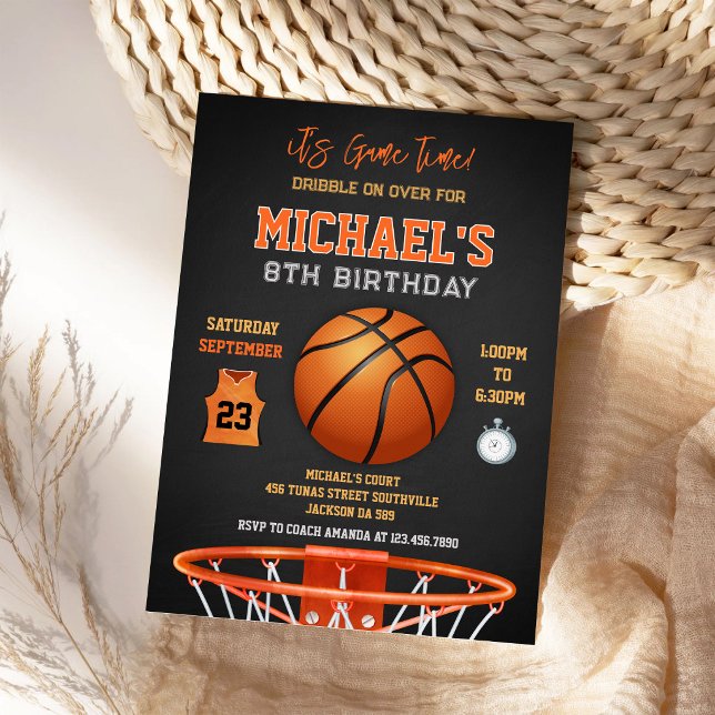 Invitación Cumpleaños de Baloncesto Es Hora de Jugar Deportes (Subido por el creador)