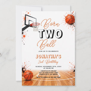Invitación Cumpleaños de baloncesto para niño de dos pelotas