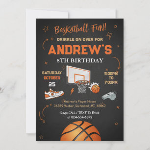 Invitación Cumpleaños de baloncesto para niños personalizado