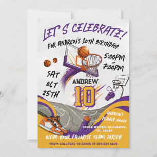 Invitación Cumpleaños de baloncesto para niños personalizado