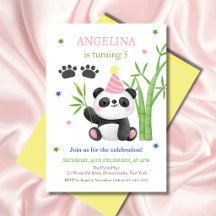 Cumpleaños de bambú de oso panda lindo