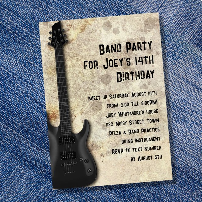 Invitación Cumpleaños de banda de guitarra para adolescentes (Subido por el creador)