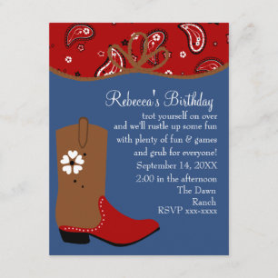 Invitación Cumpleaños de Bandana y Lasso Cowgirl