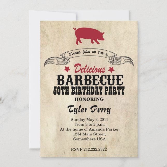 Invitación Cumpleaños de barbacoa (Anverso)