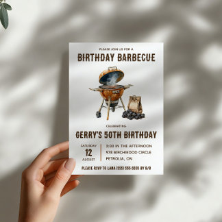 Invitación Cumpleaños de Barbacoa con Ahumador de Carbón