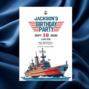 Invitación Cumpleaños de barco del ejército de la marina