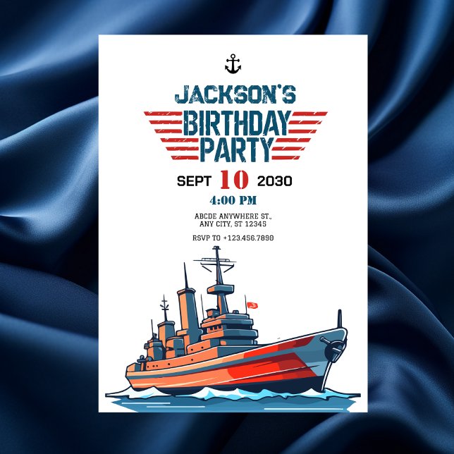 Invitación Cumpleaños de barco del ejército de la marina (Subido por el creador)