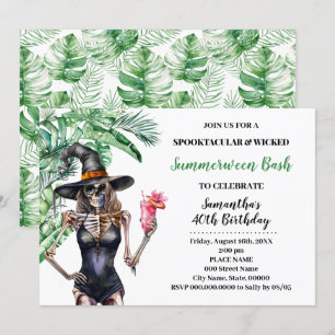 Invitación Cumpleaños de Bash de Piscina de Brujas de Summerw