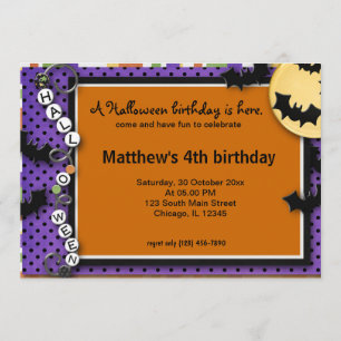 Invitación Cumpleaños de Bat Halloween