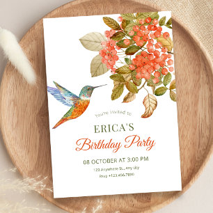 Invitación Cumpleaños de bayas de pájaro elegante artístico