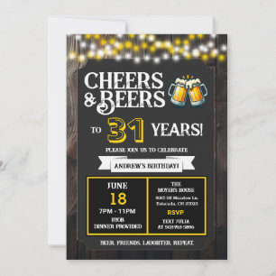 Invitación Cumpleaños de BBQ en el patio trasero: Cheers y ce