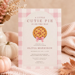 Invitación Cumpleaños de Bebé Arco Rosa Cutie Pie Otoño