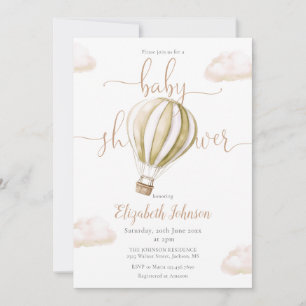 Invitación Cumpleaños de bebé con código QR de globo aerostát