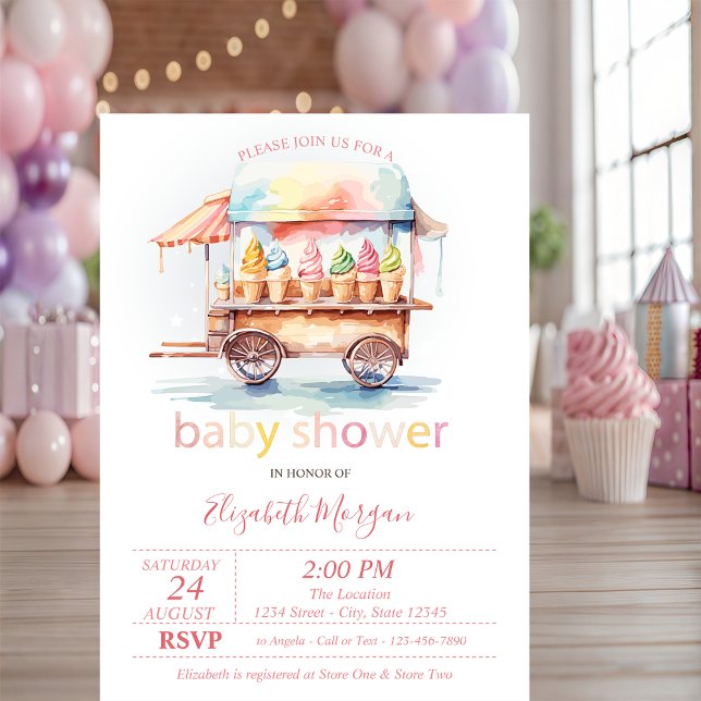 Invitación Cumpleaños de bebé con helados punteados (Subido por el creador)