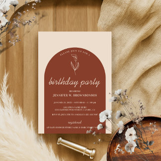 Invitación Cumpleaños de bebé con lirio de terracota