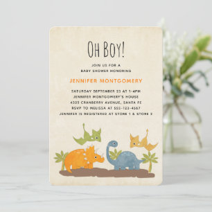 Invitación Cumpleaños de Bebé de Dinosaurios Lindos de la Vid