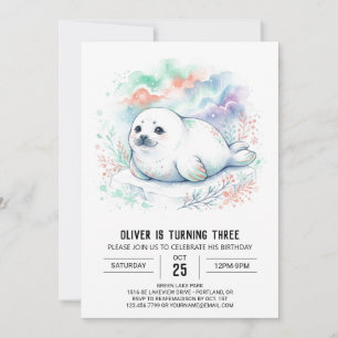 Invitación Cumpleaños de bebé foca suave