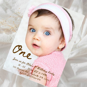 Invitación Cumpleaños de bebé niña 1 año - Dulce fiesta flora