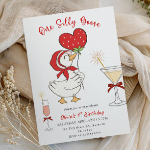 Invitación Cumpleaños de bebé niña 'Un ganso tonto'