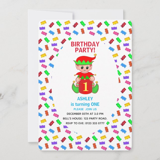 Invitación Cumpleaños de bebé/niño lindo (Anverso)