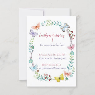 Invitación Cumpleaños de bebé personalizado con flores de mar