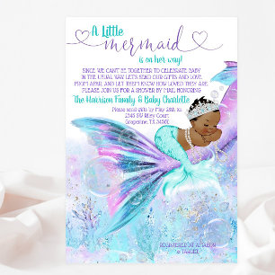 Invitación Cumpleaños de bebé sirena africana por correo