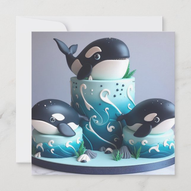 INVITACIÓN CUMPLEAÑOS DE BEBÉS ORCAS ADORABLES (Anverso)