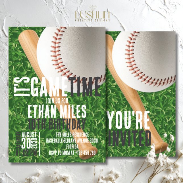 Invitación Cumpleaños de béisbol Es hora del juego (Subido por el creador)