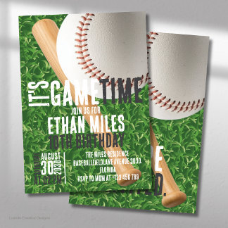 Invitación Cumpleaños de béisbol Es hora del juego