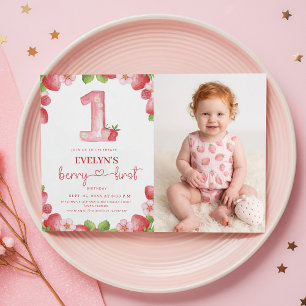 Invitación Cumpleaños de Berry con Acuarela Frutas Foto de Be