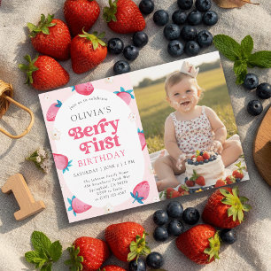 Invitación Cumpleaños de Berry Primer Cumpleaños Foto