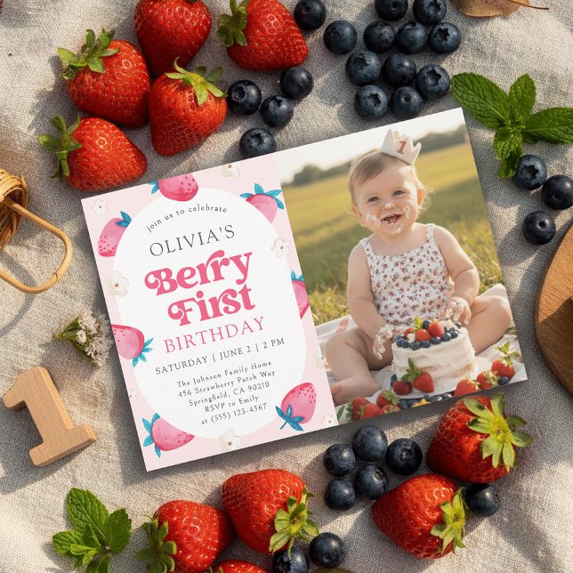 Invitación Cumpleaños de Berry Primer Cumpleaños Foto (Subido por el creador)
