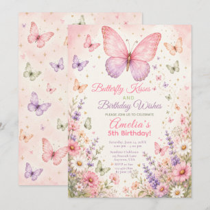 Invitación Cumpleaños de Besos de Mariposa