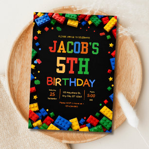 Invitación Cumpleaños de Bloques de Construcción Ladrillos Co