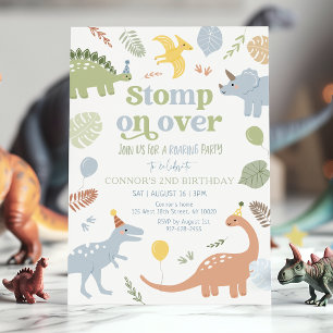 Invitación Cumpleaños de Blue Boy Boho Dinosaur