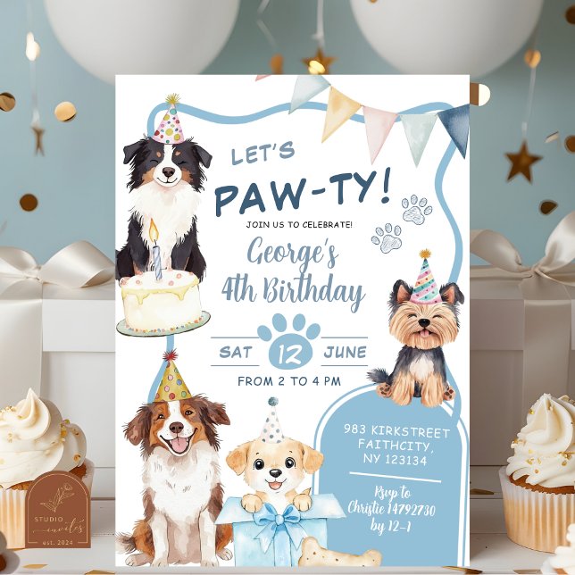 Invitación Cumpleaños de Blue Dog let's Pawty (Subido por el creador)
