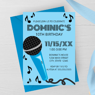 Invitación Cumpleaños de Blue Microphone Kids