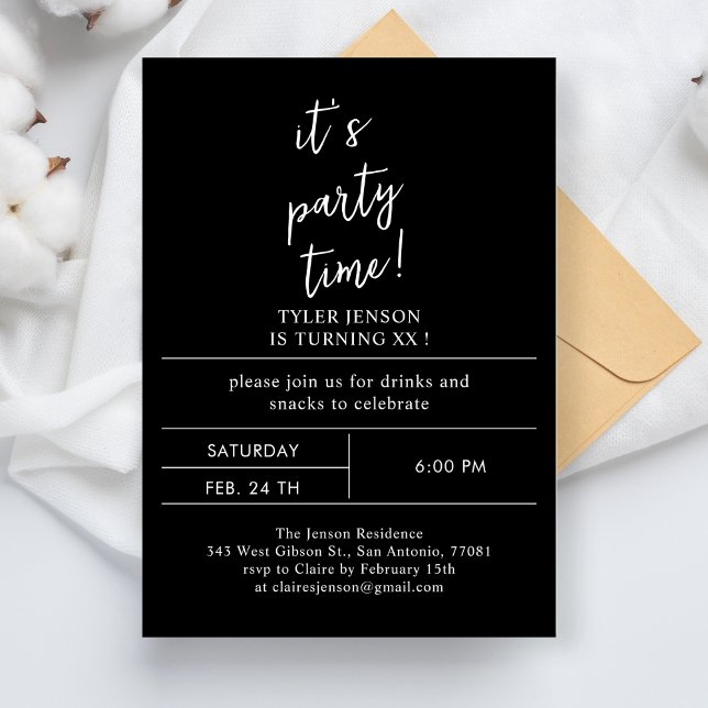 Invitación Cumpleaños de Boda Minimalista Fiesta Texto Blanco (Subido por el creador)
