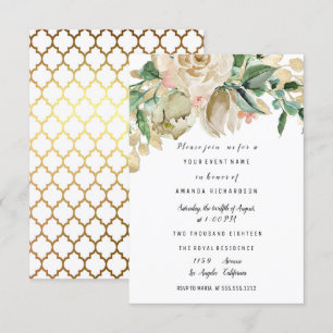 Invitación Cumpleaños de Boda Rosa Pintada Floral Sirena